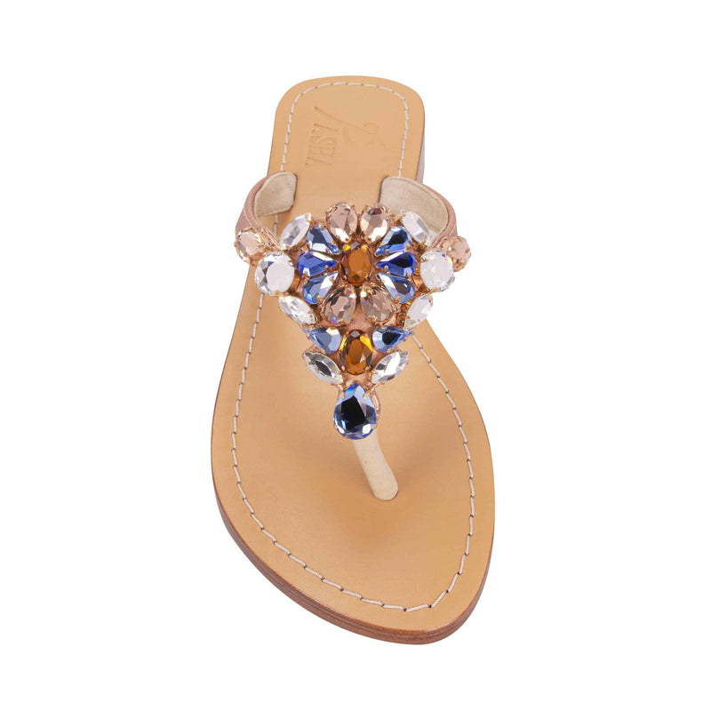 Metallic Rose Gold Jewel Sandals