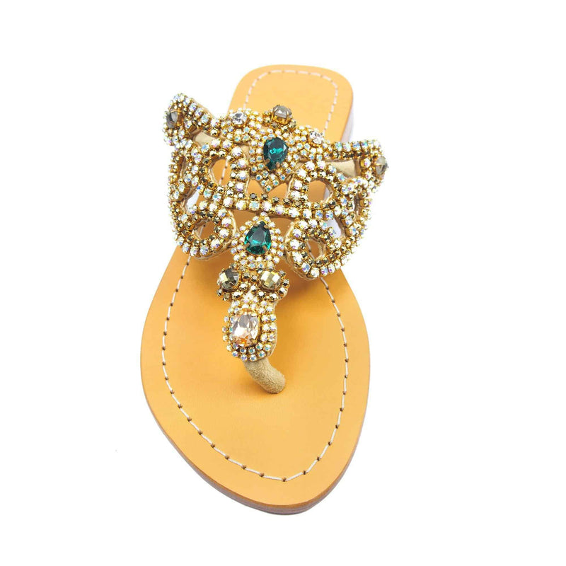 Emerald Gold Jewel Sandals