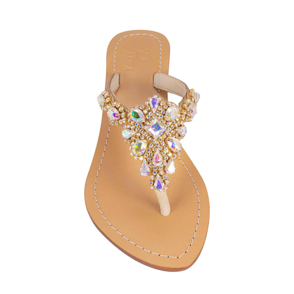 Clear AB Gold Jewel Sandals