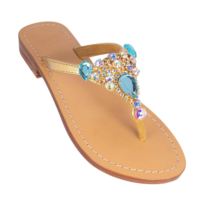 PEREJIL - Pasha | Handmade Leather Sandals with Czech Rhinestones - 