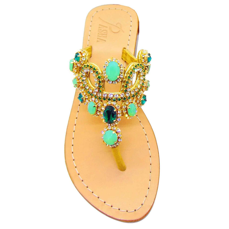 St Vincent Emerald Gold Jewel Sandals