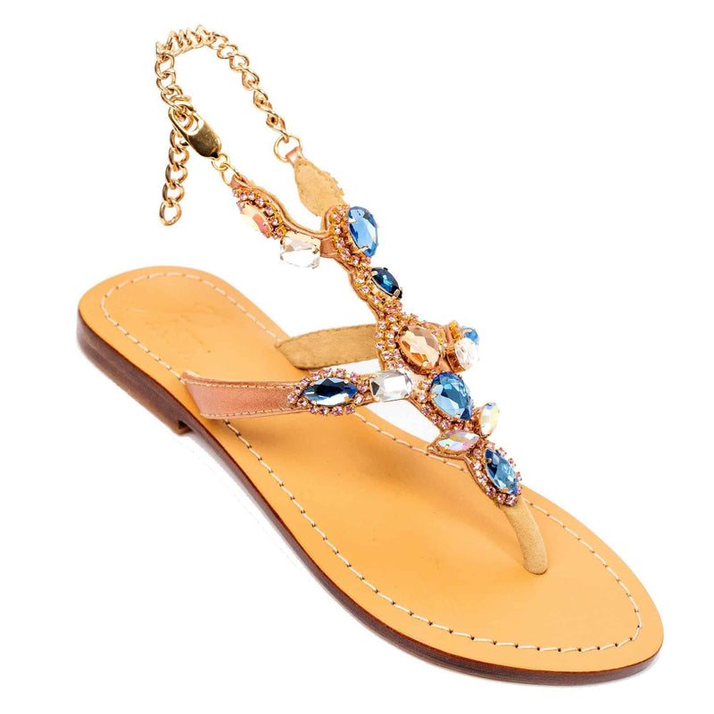 TERNATE - Pasha | Handmade Leather Sandals with Czech Rhinestones - 