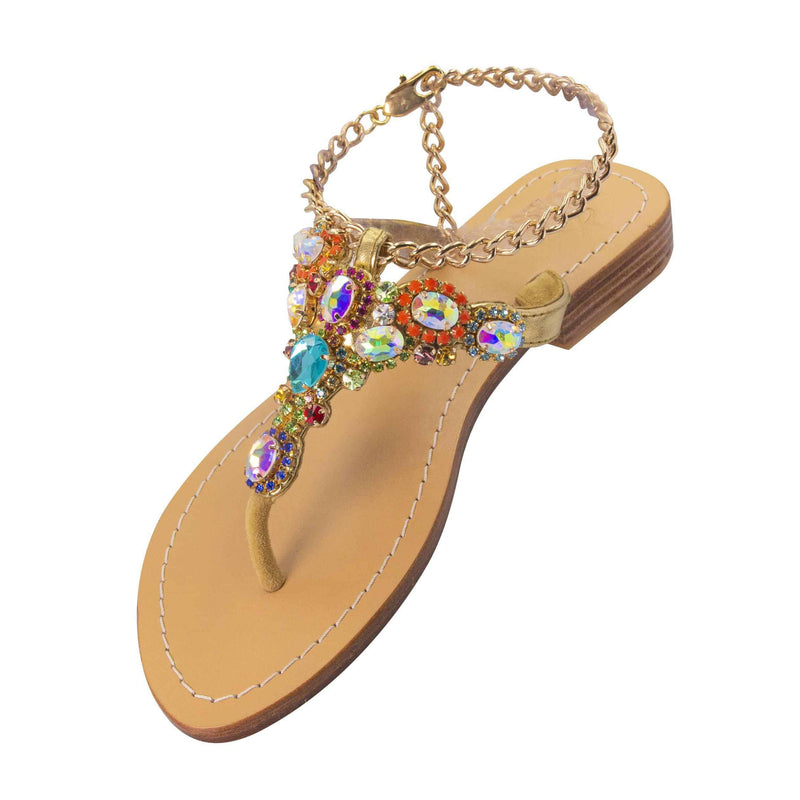 THULE - Pasha | Handmade Leather Sandals with Czech Rhinestones - 