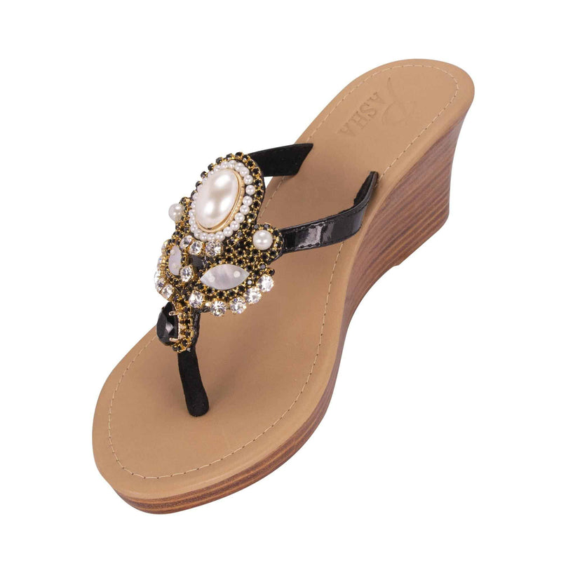 VITORIA - Pasha | Handmade Leather Sandals with Czech Rhinestones - 